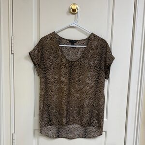 Aqua Brown Animal Print Short Sleeve Top